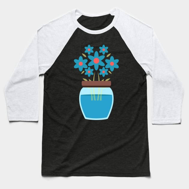 Mason Jar With Blue Flower Wild Flower In Vase Baseball T-Shirt by mangobanana